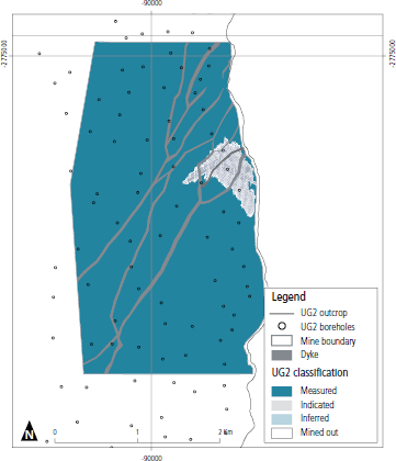 Booysendal UG2 North mine UG2 resource classification 2014 - [map]